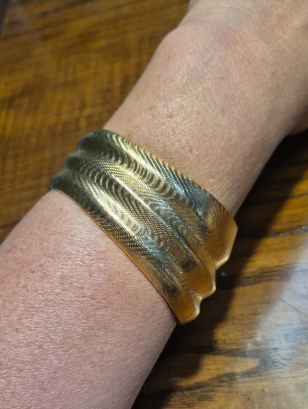 Gold-Tone Asymmetrical Textured Wave Cuff Bracelet
